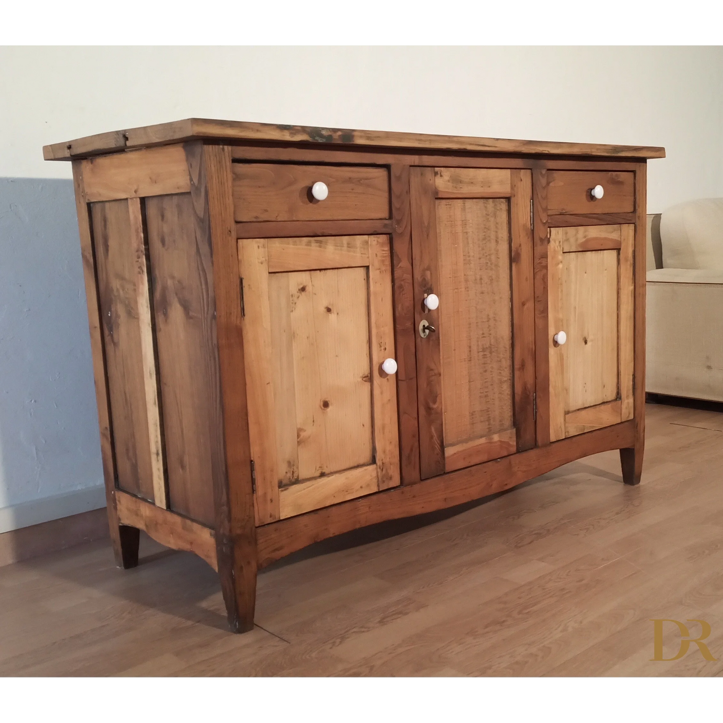 Credenza bassa in pino rustica, Sud Italia, Fine XIX° Secolo