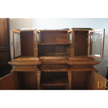 Credenza due corpi Art Decò con ante aperte, realizzata per il ministro Bottai 1933