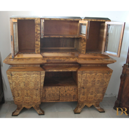 Credenza due corpi Art Decò con vetri, esempio di dimensioni corpo ministro Bottai