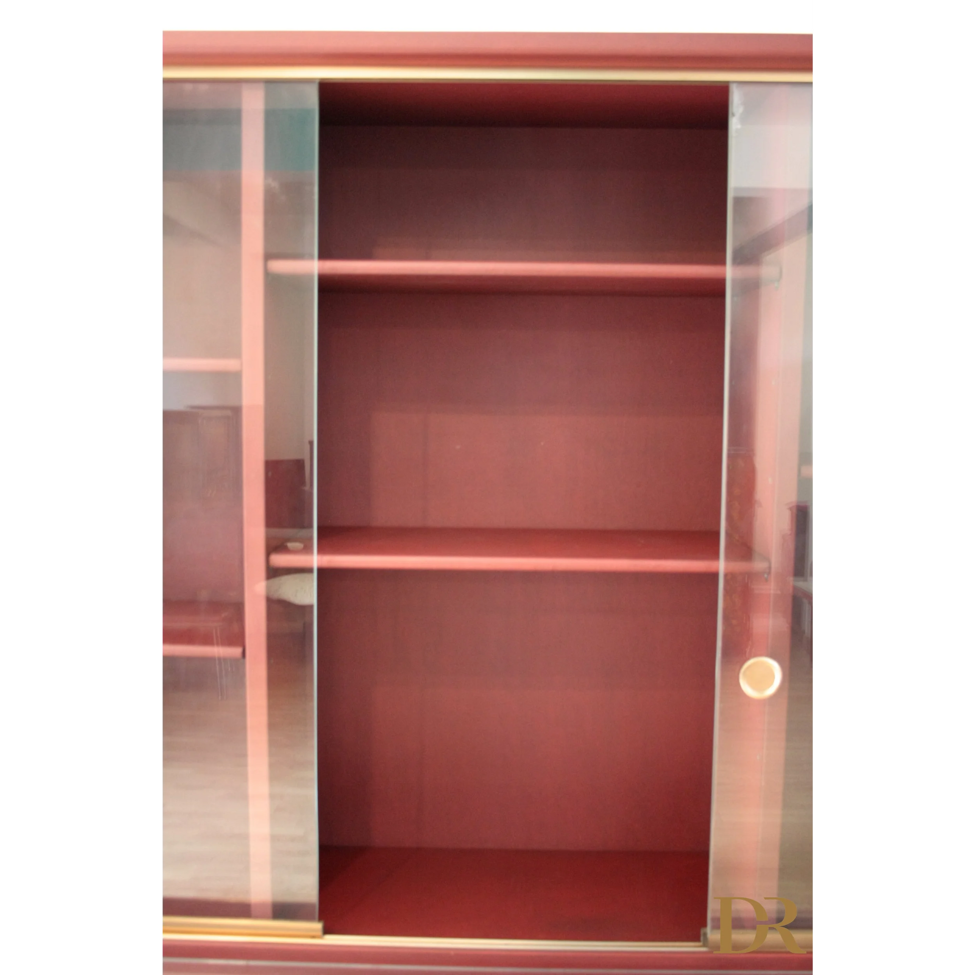 Credenza o Libreria a due corpi umberto mascagni in similpelle bordeaux con porte scorrevoli