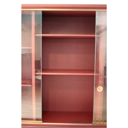 Credenza o Libreria a due corpi umberto mascagni in similpelle bordeaux con porte scorrevoli