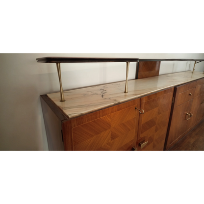 Credenza mid-century Dassi con top in marmo e supporti in ottone per mobile bar consolle Vittorio Dassi