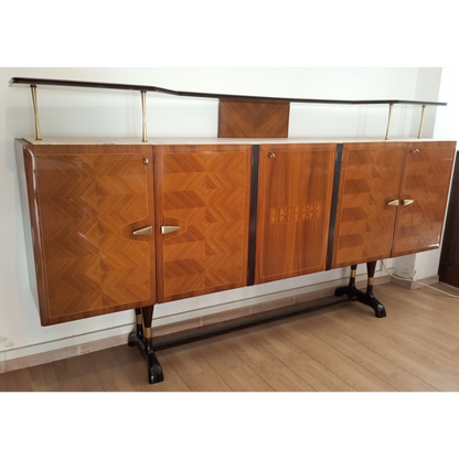 Credenza mid-century Dassi | Mobile Bar Consolle Vittorio Dassi Cecchini Dario Raia Antiquariato Modernariato Vintage anni 50 anni 60 anni 70 console TV multimediale credenza bar multimediale credenza bar TV credenza bassa in rovere laccatura nera maniglie ottone mid-century modern Mobile in legno di noce mobile TV in noce Mobili antichi Mobili da pranzo Mobili nuovi per la casa Mobili per la casa nuova Mobili per sala studio modernariato originale ottone palissandro radica di noce restaurata