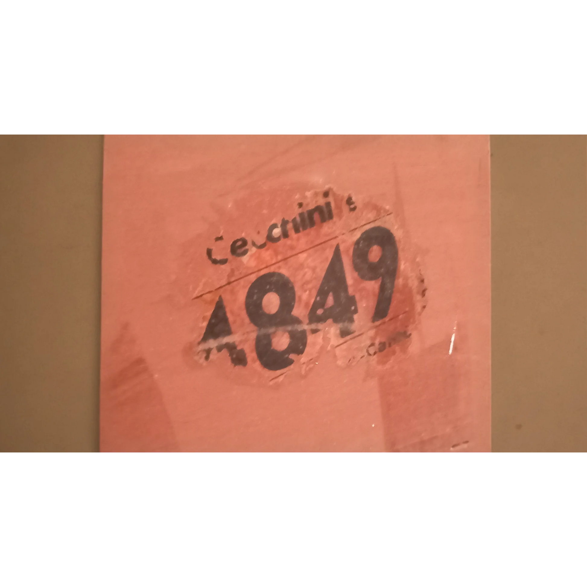 Faded number 1849 and Cecchini’s label on mobile bar consolle Vittorio Dassi