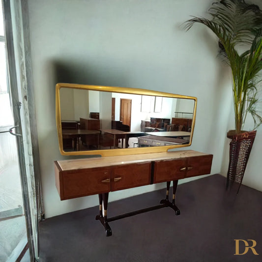 Credenza mid-century con specchio della Consolle Vittorio Dassi per mobile bar