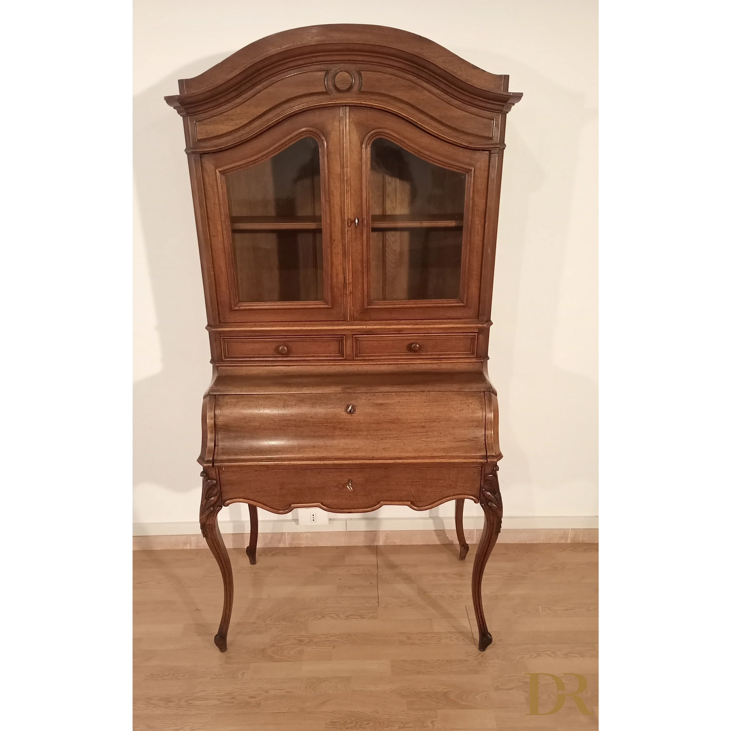 Credenza scrittoio ribalta rovere massello XIX secolo restaurata ottocento