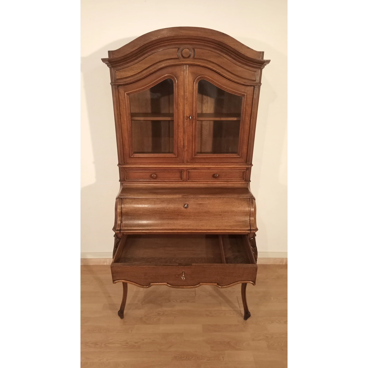 Credenza scrittoio ribalta rovere massello XIX secolo restaurata ottocento