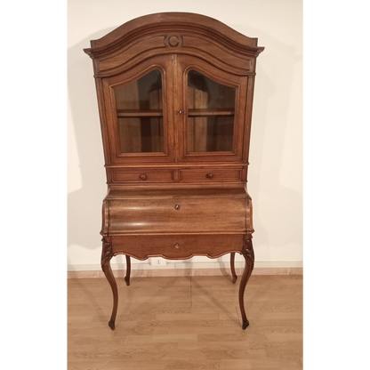 Credenza scrittoio ribalta rovere massello XIX secolo restaurata ottocento