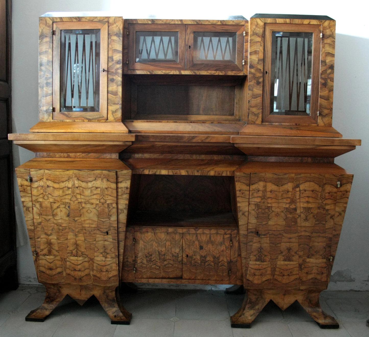 Credenza due corpi art decò in legno stile decò italia roma realizzata per il ministro bottai nel 1933