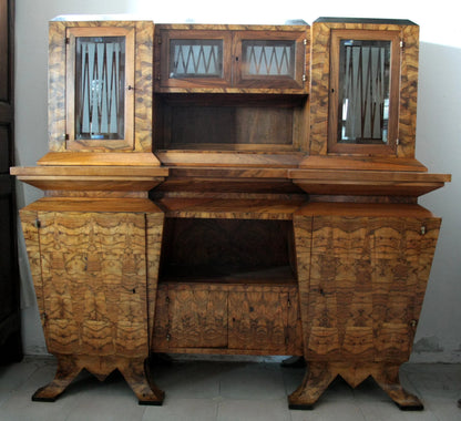 Credenza due corpi art decò in legno stile decò italia roma realizzata per il ministro bottai nel 1933