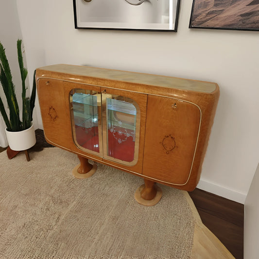 Mobile bar credenza vittorio dassi anni 50 in legno art deco credenza mid-century moderna elegante e funzionale