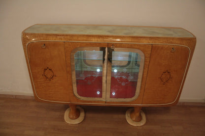 Mobile bar credenza in legno art deco vittorio dassi credenza mid-century moderna anni 50 colore naturale