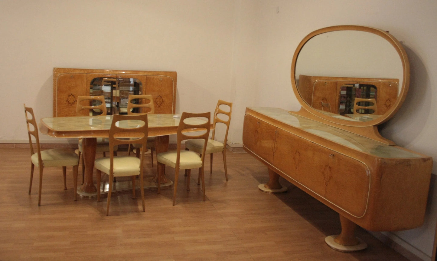 Mobile bar credenza vittorio dassi anni 50 in legno design credenza mid-century moderna con dettagli art deco