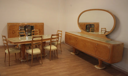 Mobile bar credenza vittorio dassi anni 50 in stile credenza mid-century moderna con finitura in legno scuro e dettagli art deco