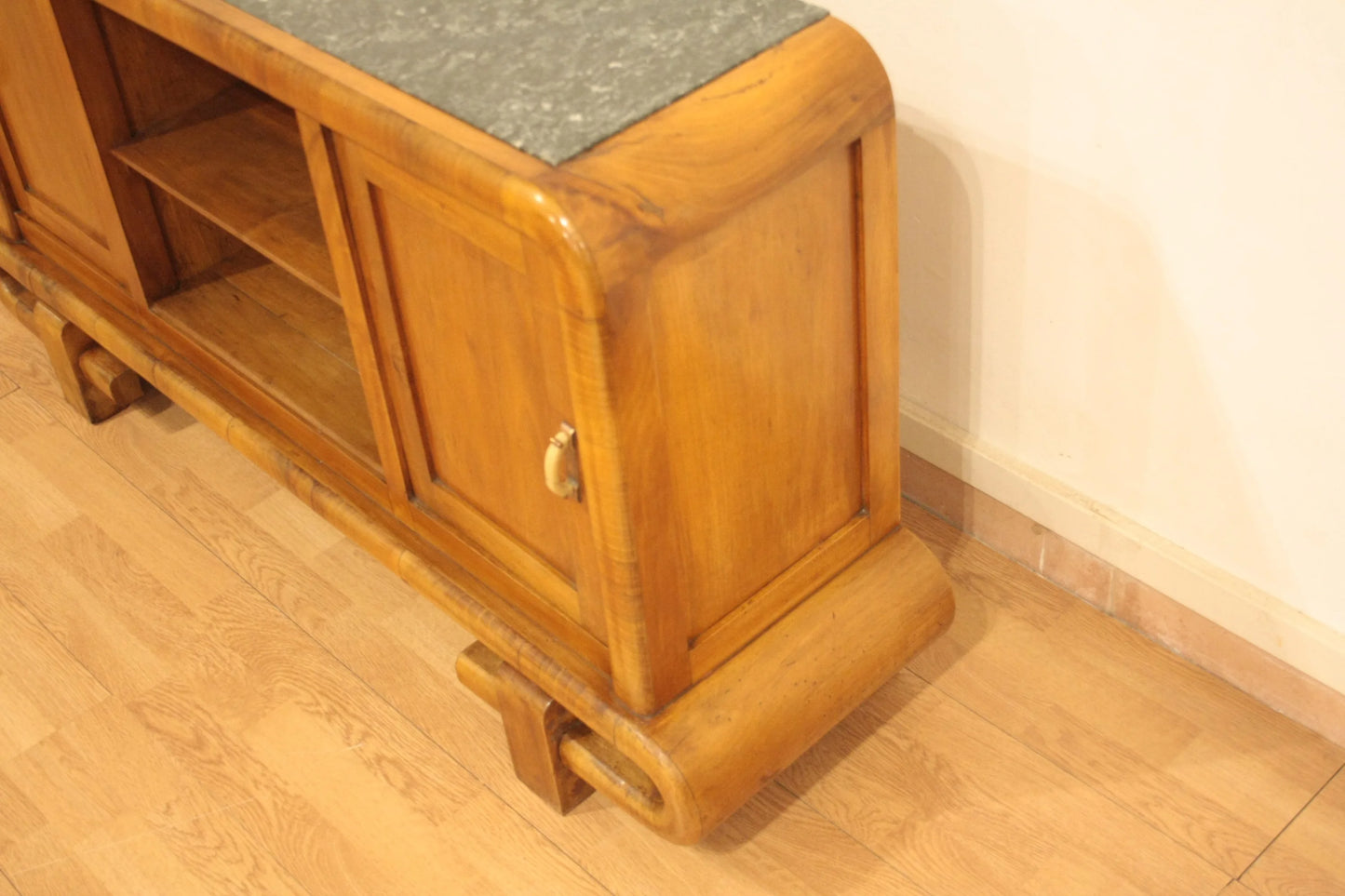 Toeletta in noce art decò anni 50 vintage in legno massello stile mid century modern italiano