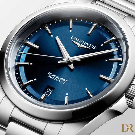 Longines orologio Conquest 38mm blu automatico acciaio L3.720.4.92.6