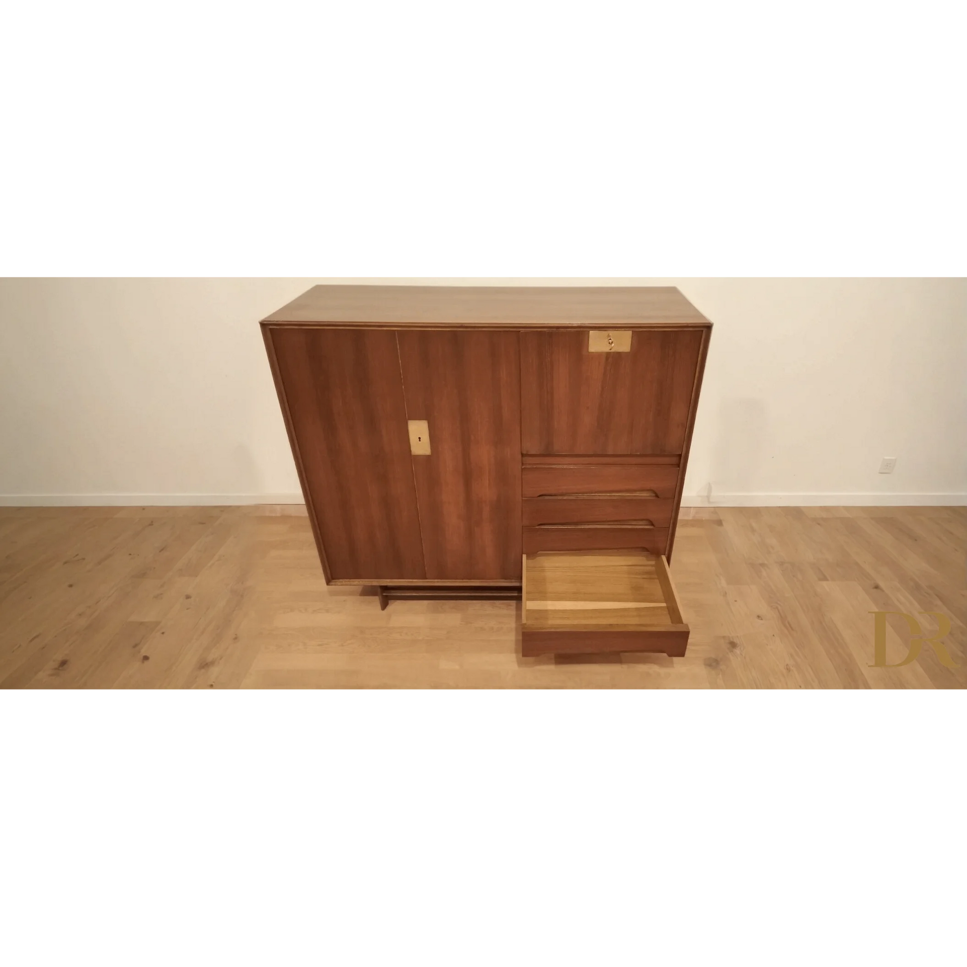 Credenza Edmondo Palutari vintage anni 50 in legno con cassetti e porta scorrevole