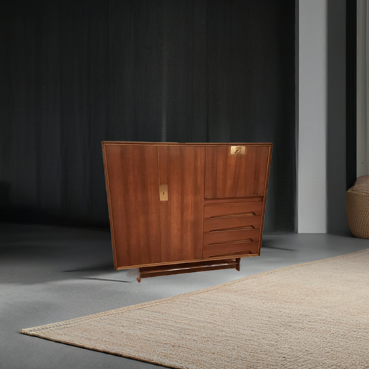 Credenza Edmondo Palutari restaurata in legno con cassetti, stile vintage antico