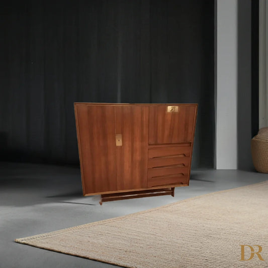 Credenza Edmondo Palutari restaurata in legno con cassetti, stile vintage antico