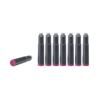 Sei cartucce inchiostro montblanc in burgundy red bordeaux con tappi rosa, una posata di lato, set da 8 pezzi