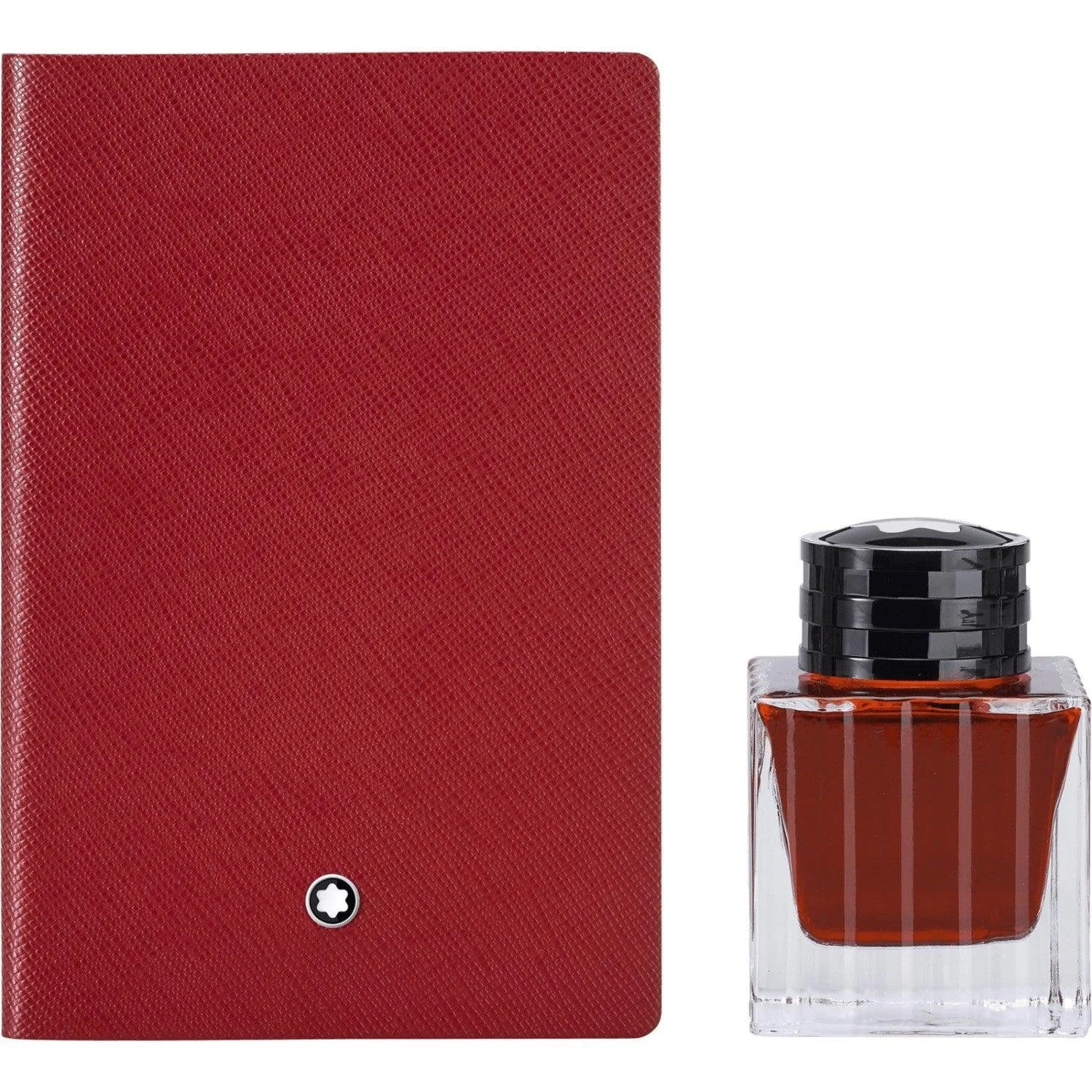 Red blocco note montblanc set blocco in pelle con logo argento e inchiostro rosso da 50 ml modello 117597