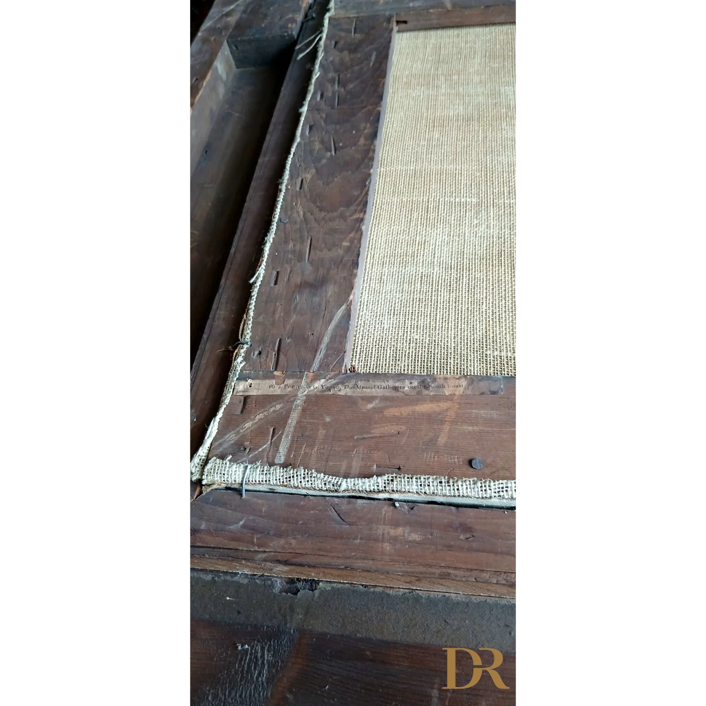 Fotografia di un quadro di Joseph Paul Pettitt con cornice in legno e tessuto intrecciato