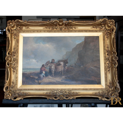 Cornice dorata ornata con dettagli intricati e una tappezzeria bianca, Joseph Paul Pettitt