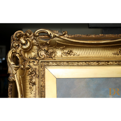 Cornice dorata ornata con motivi floreali e scroll, attribuita a Joseph Paul Pettitt