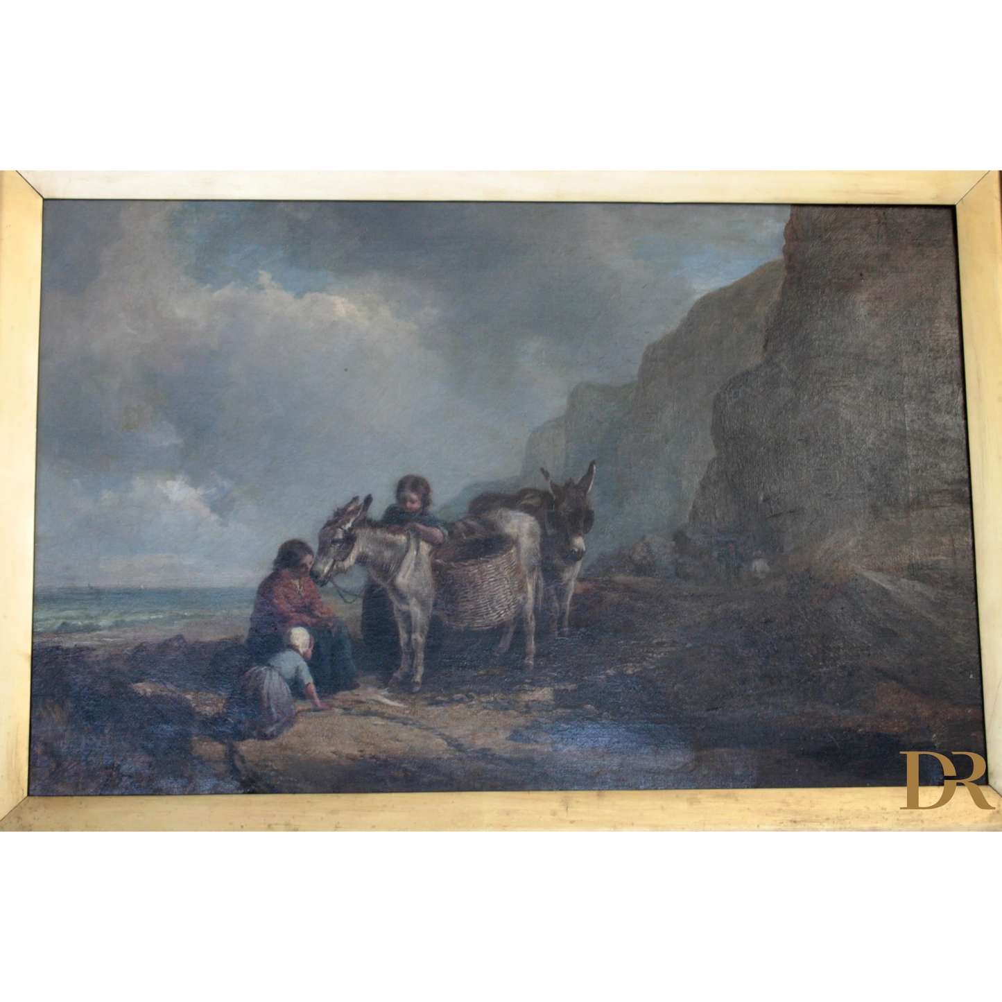 Dipinto su tela con cornice in legno di asini di Joseph Paul Pettitt, XIX secolo