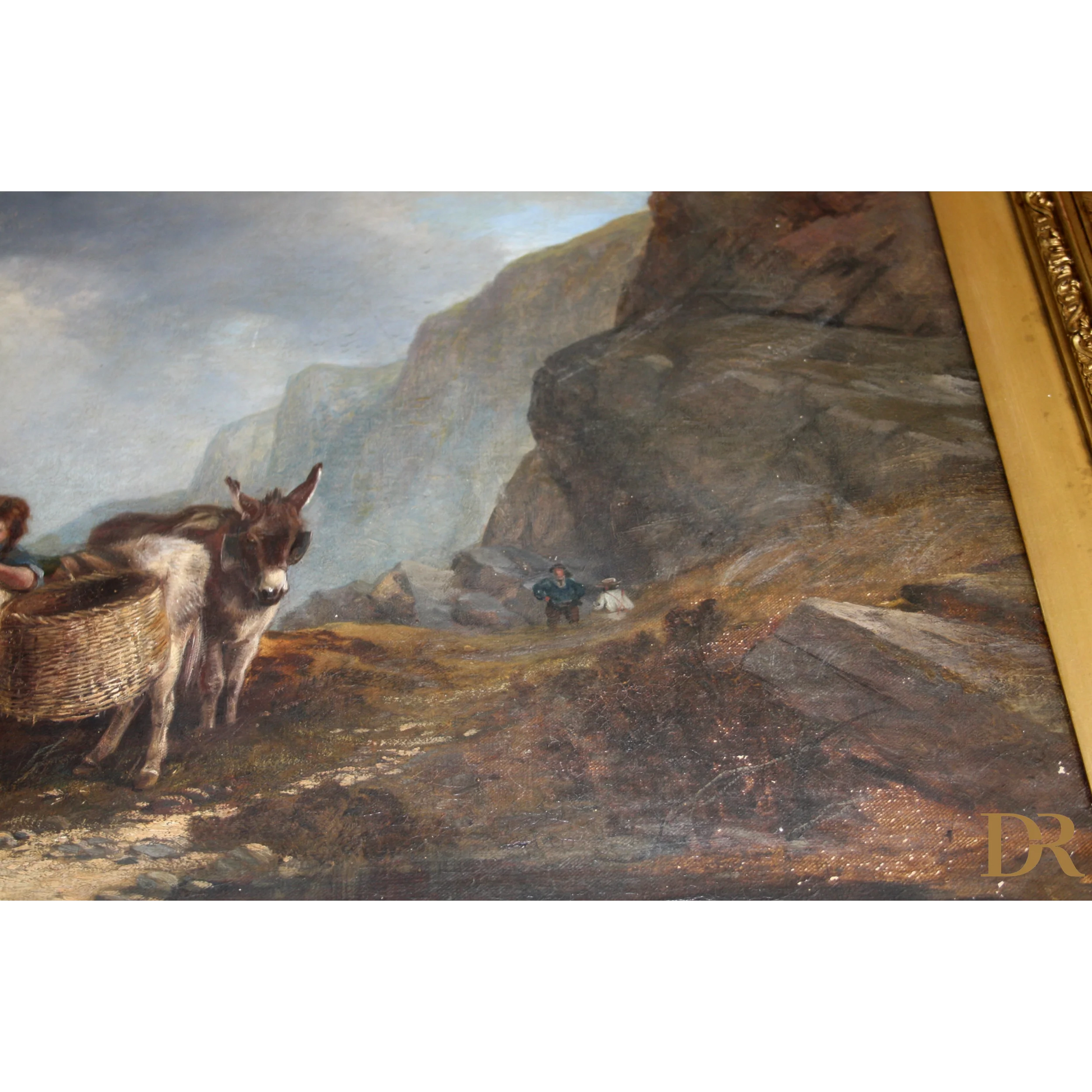 Dipinto di un asino con ceste di Joseph Paul Pettitt, XIX secolo, firma e marchio