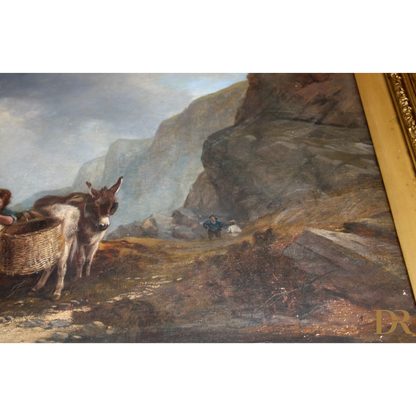 Dipinto di un asino con ceste di Joseph Paul Pettitt, XIX secolo, firma e marchio