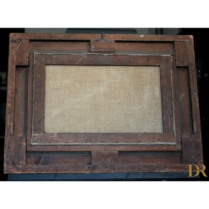 Cornice in legno con inserto tessuto intrecciato, Joseph Paul Pettitt, stile rustico