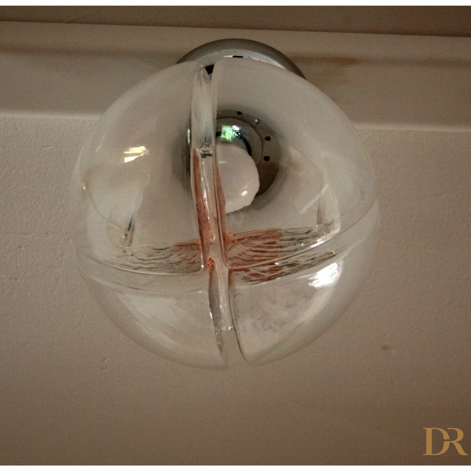 Globausso vetro soffiato con soffitto cromata, stile Italia anni 60