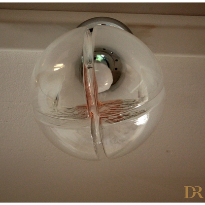 Globausso vetro soffiato con soffitto cromata, stile Italia anni 60