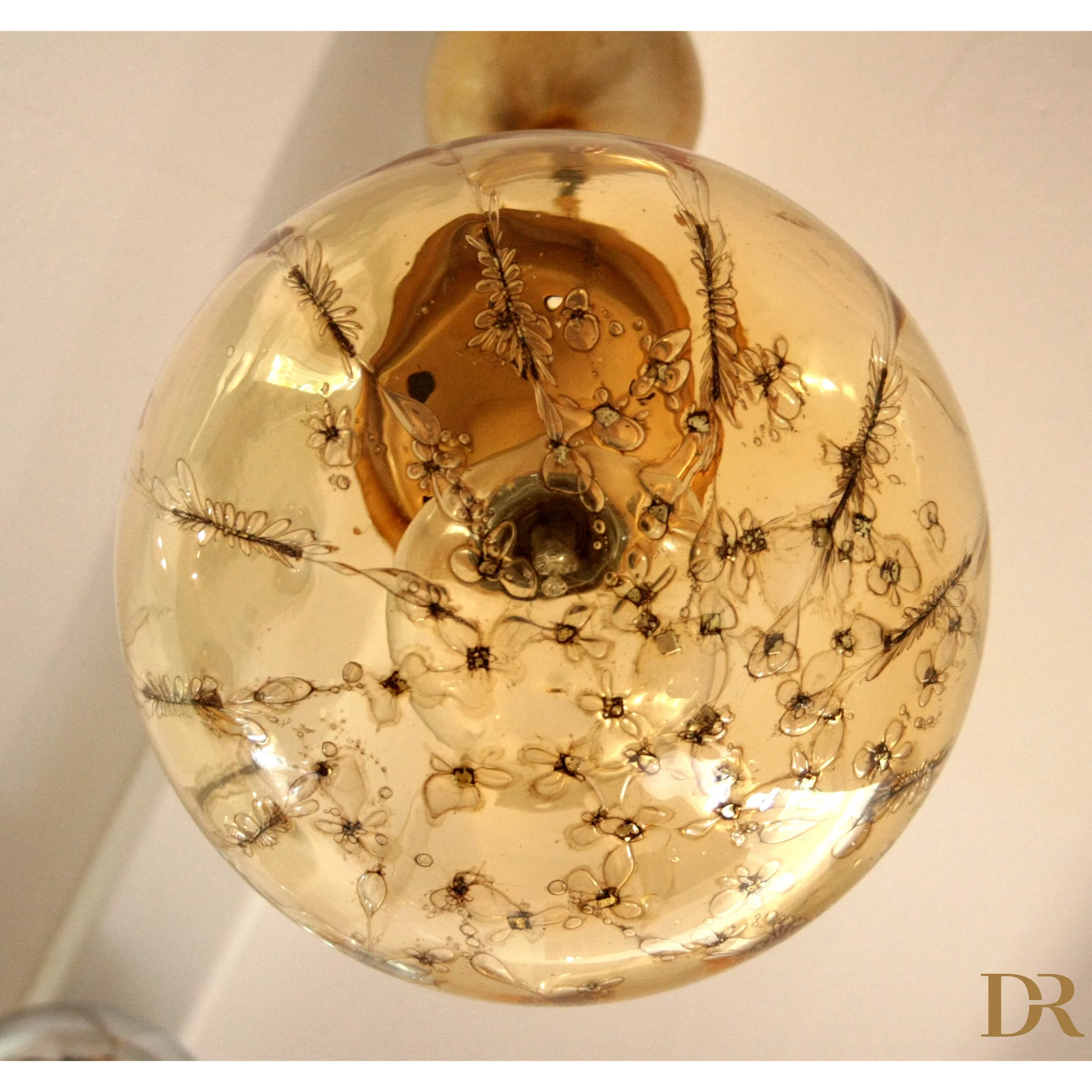 Ornato vetro soffiato dorato design italiano per casa Lampadario a sospensione La Murrina