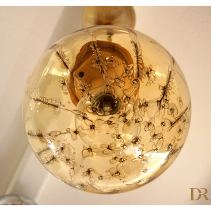 Ornato vetro soffiato dorato design italiano per casa Lampadario a sospensione La Murrina