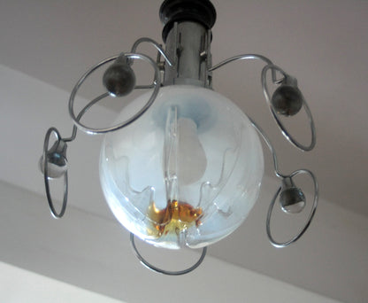 Lampadario vintage Mazzega anni 70 Italia con globi moderni, stile elegante e luminoso