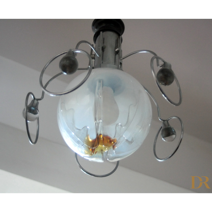 Lampadario vintage Mazzega anni 70 Italia con globi moderni, stile elegante e luminoso