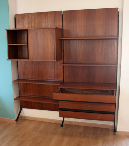 Libreria due moduli in legno parete modulare urio disegnata da ico e luisa parisi per mim 1957 italia 60s
