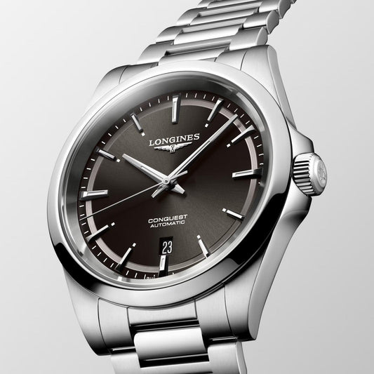 Longines orologio Conquest 2023 41mm nero acciaio automatico L3.830.4.52.6
