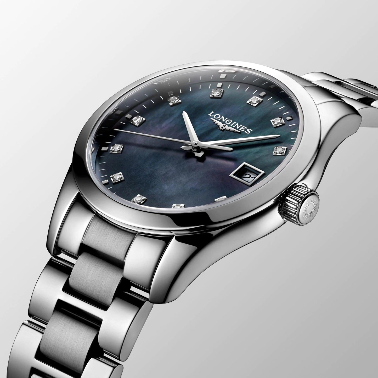 Longines orologio Conquest Classic 34mm madreperla nera acciaio quarzo L2.386.4.88.6