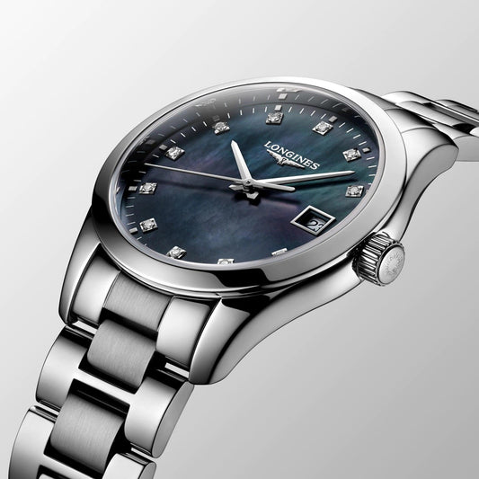 Longines orologio Conquest Classic 34mm madreperla nera acciaio quarzo L2.386.4.88.6