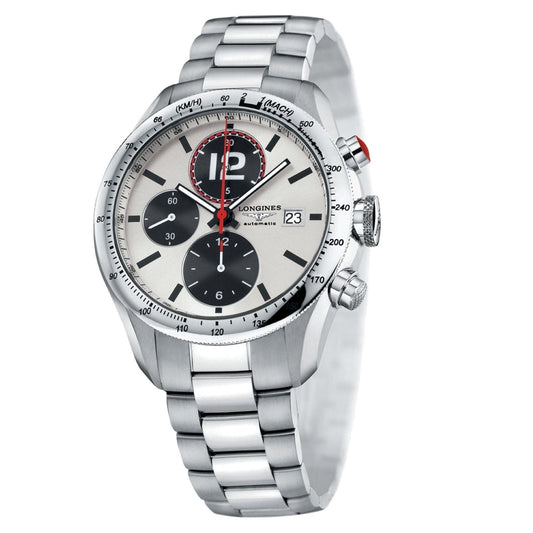 Longines orologio Grand Vitesse Chrono 42mm argento automatico acciaio L3.636.4.76.6