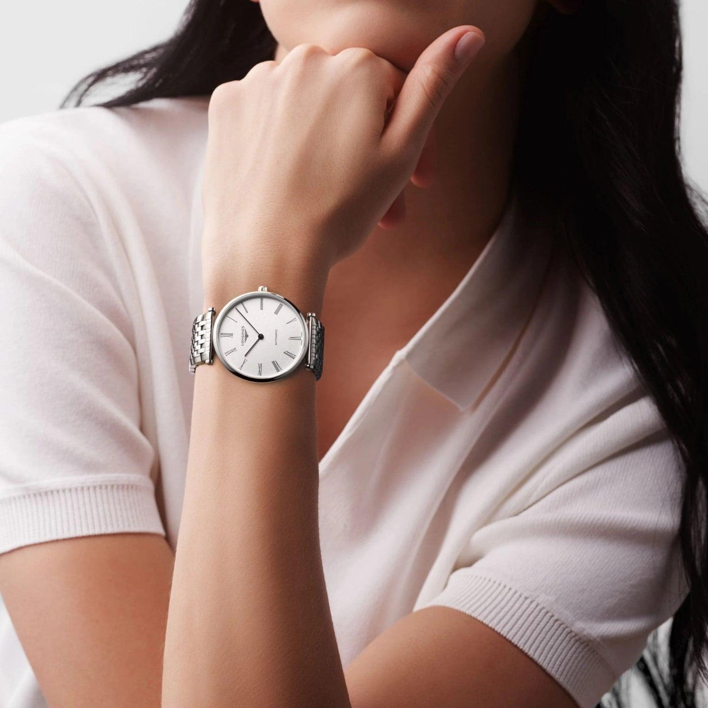 Longines orologio Le Grande Classique 38mm bianco automatico acciaio L4.918.4.11.6