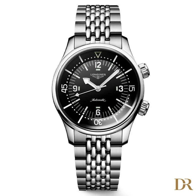 Longines orologio Legend Diver 39mm nero automatico acciaio L3.764.4.50.6