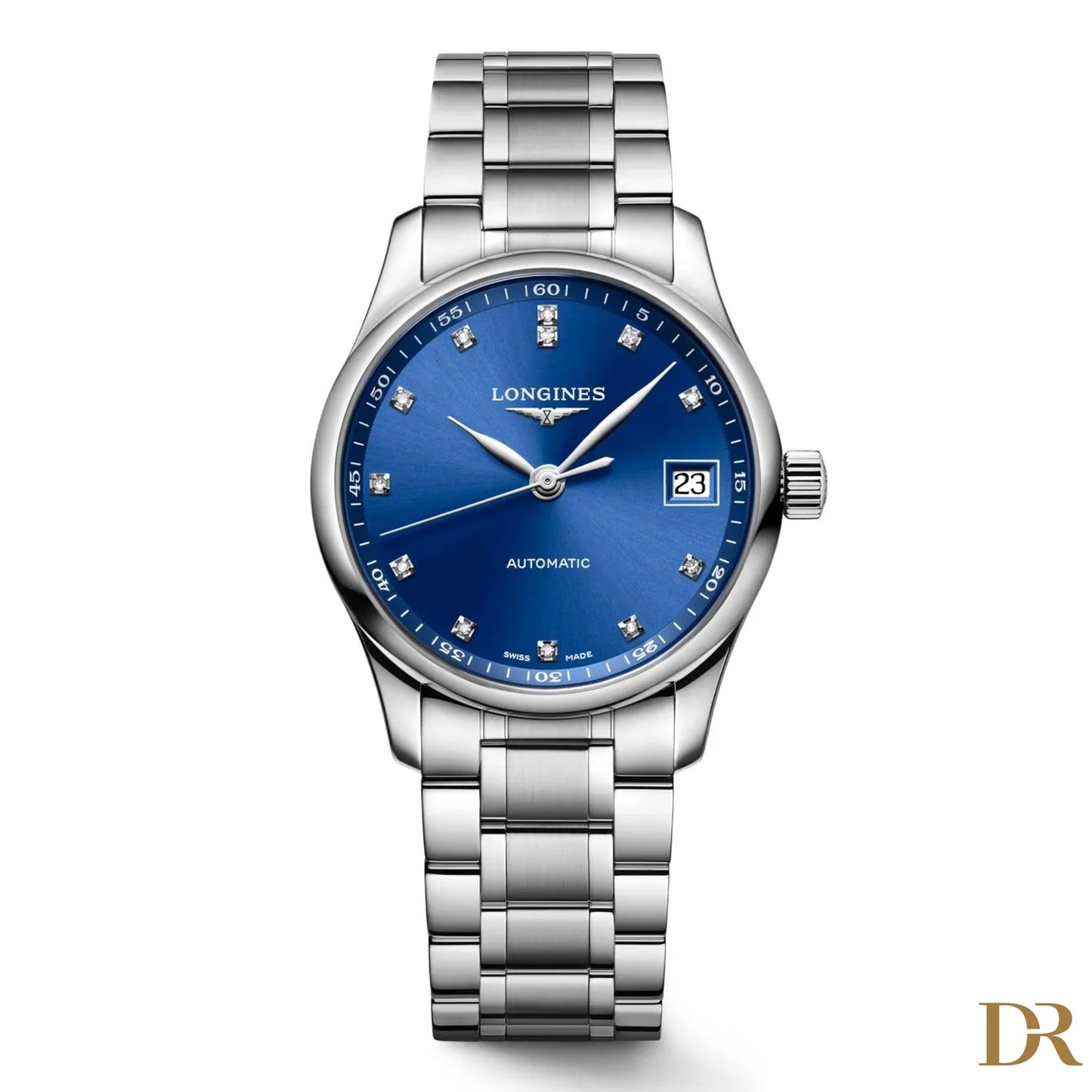 Longines orologio Master Collection 34mm blu diamanti automatico acciaio L2.357.4.98.6