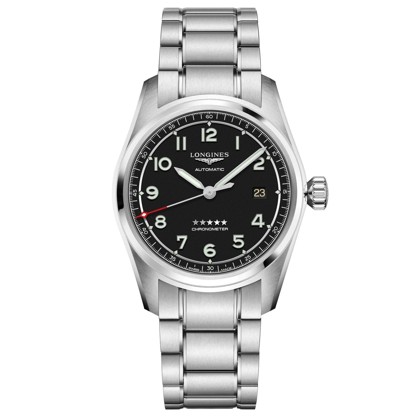 Longines orologio Spirit 42mm nero automatico acciaio L3.811.4.53.6