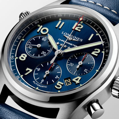 Longines orologio Spirit cronografo 42mm blu automatico acciaio L3.820.4.93.0