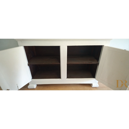 Madia Credenza Dispensa in bianco avorio con interno scuro e design provenzale shabby