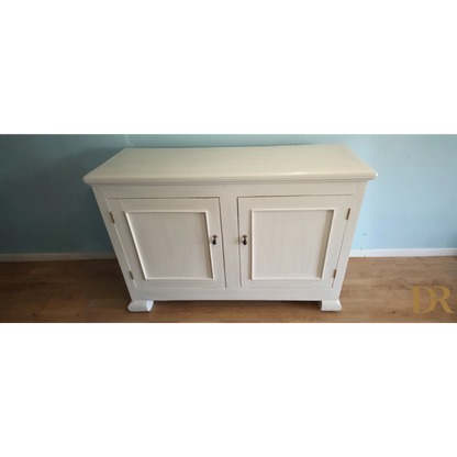 Madia Credenza Dispensa bianco avorio in design provenzale shabby chic con piedi decorativi